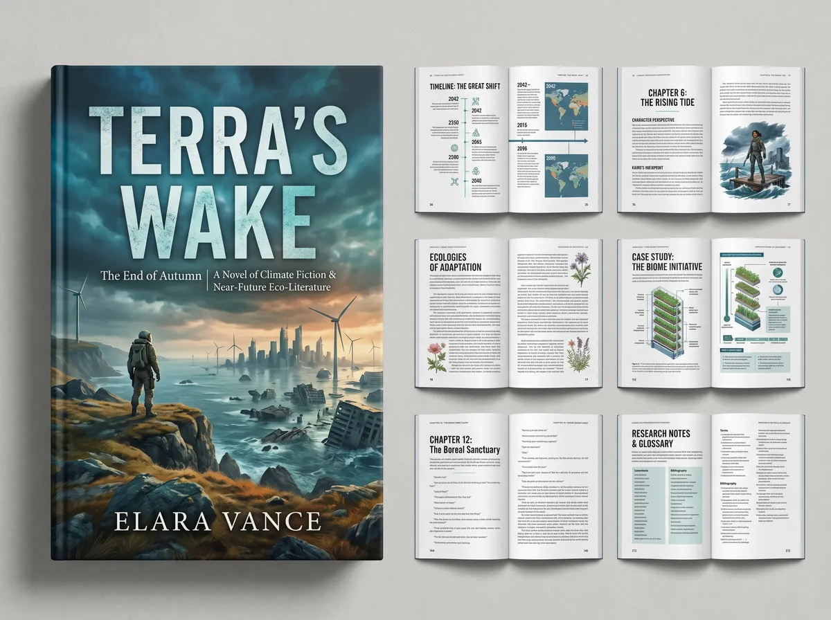 The Climate Fiction and Near-Future 202605162333 — Book Cover Design by DesignDile