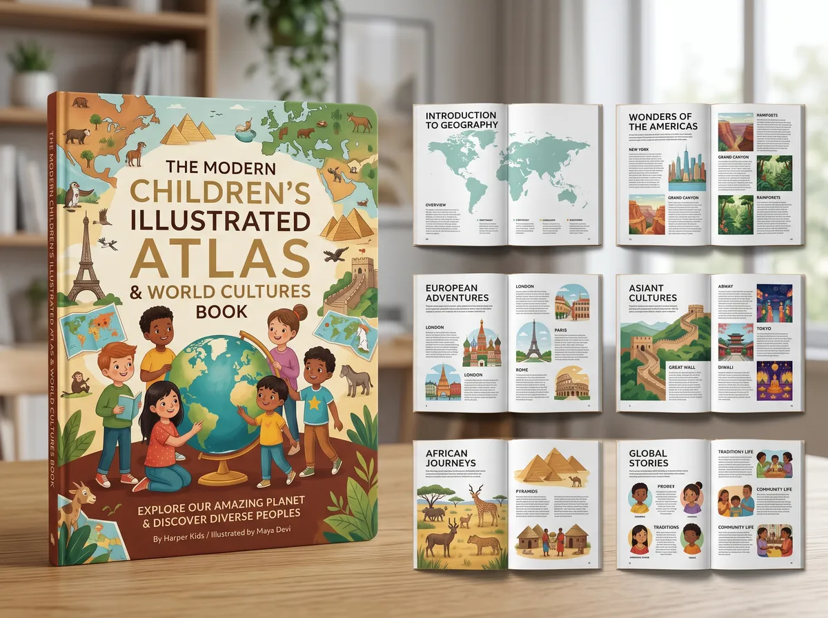 The Modern Children's Illustrated Atlas 202605162348 — Book Cover Design by DesignDile